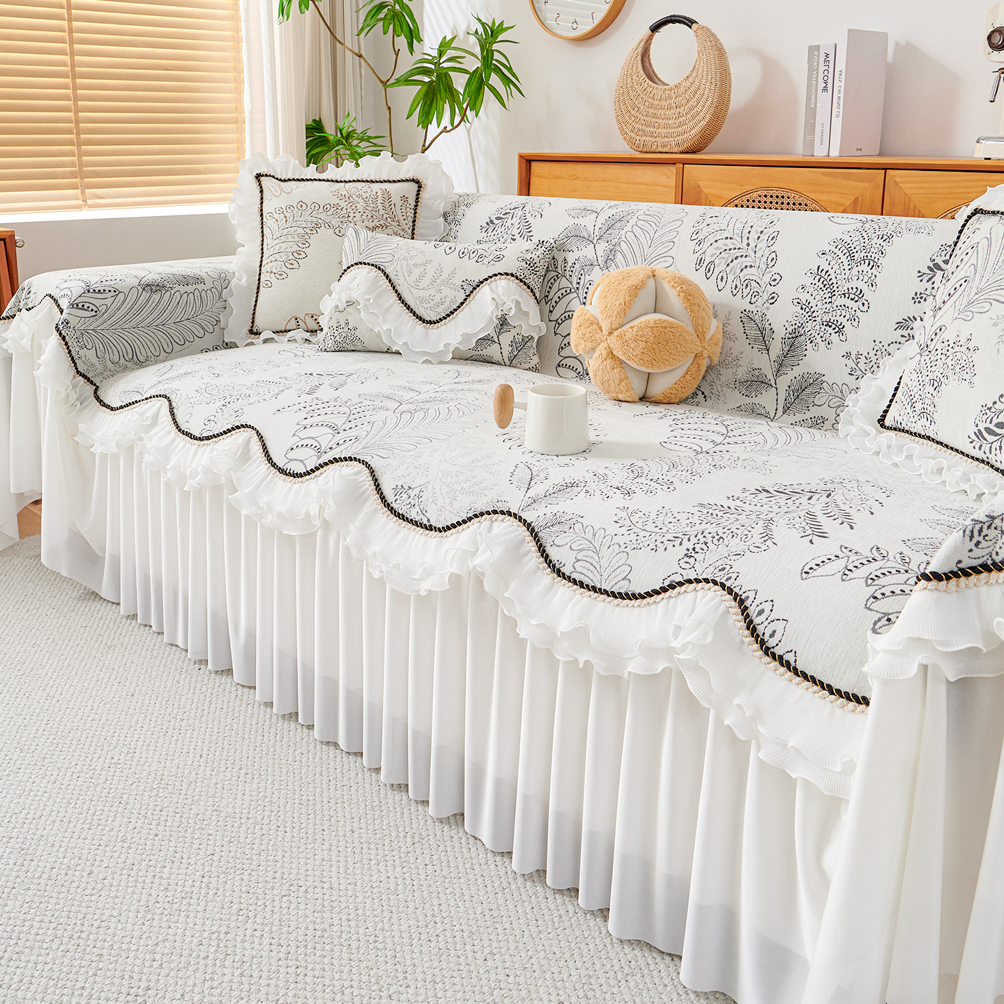 花枝沙发巾全盖防猫抓沙发罩全包万能套2025新款沙发套罩沙发垫