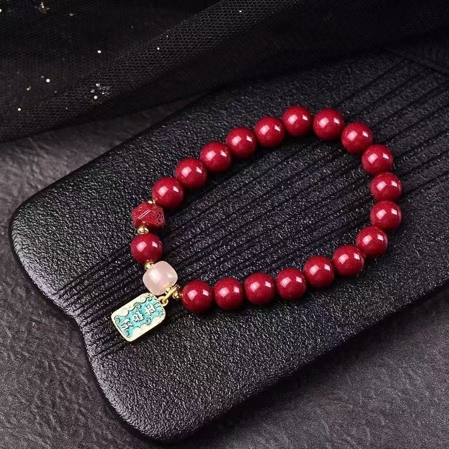 含辰砂工艺品 8毫米朱砂平安设计款手串2025新年男女手链YC001