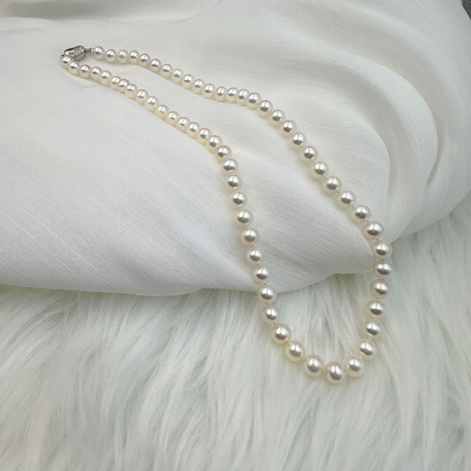 【精选】淡水无核珍珠项链S925银6.5-7.5mm气质优雅高贵 多样性发一