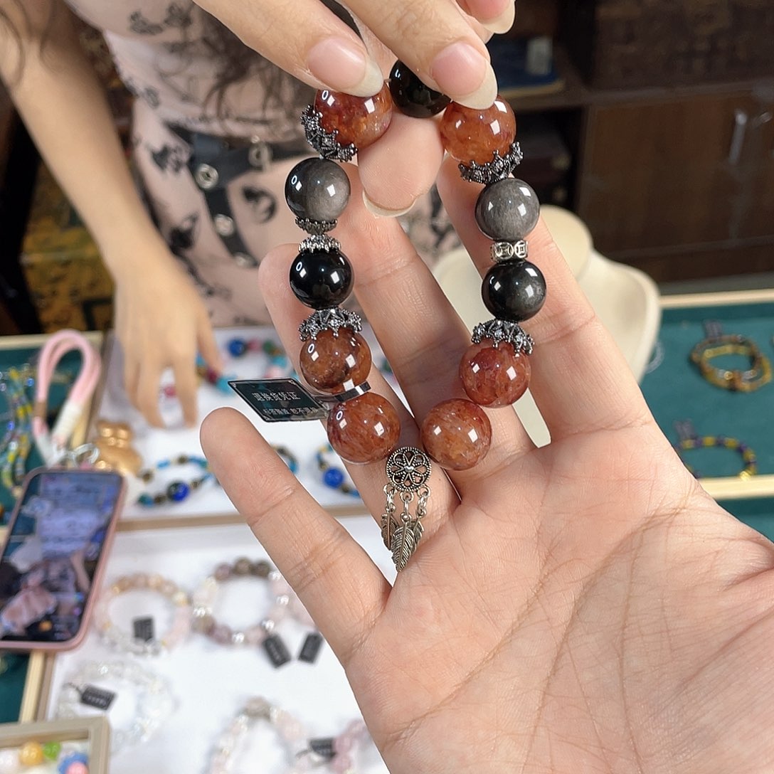 水晶手链银S925镀金镶嵌