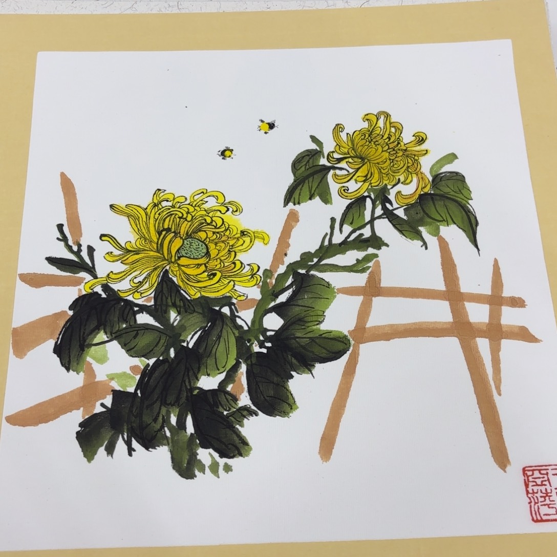 国画斗方卡纸 花鸟 王亚平