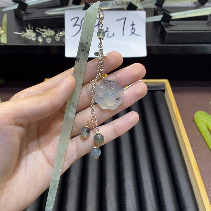 蛇纹石玉合金发饰