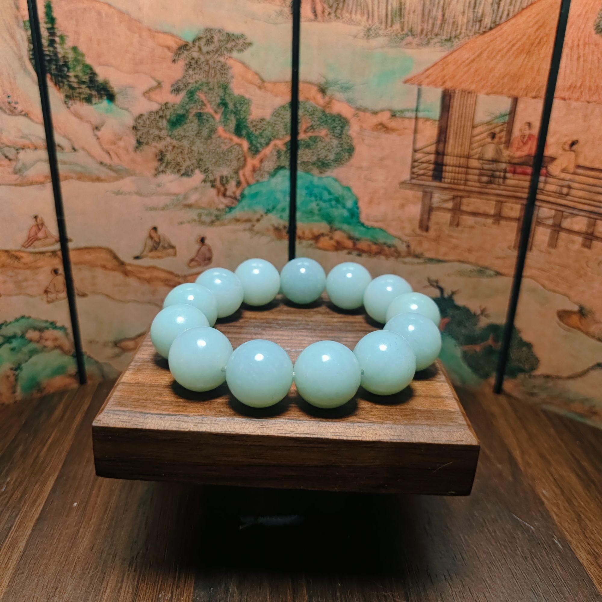 U和田玉圆珠手串（卡18）0718