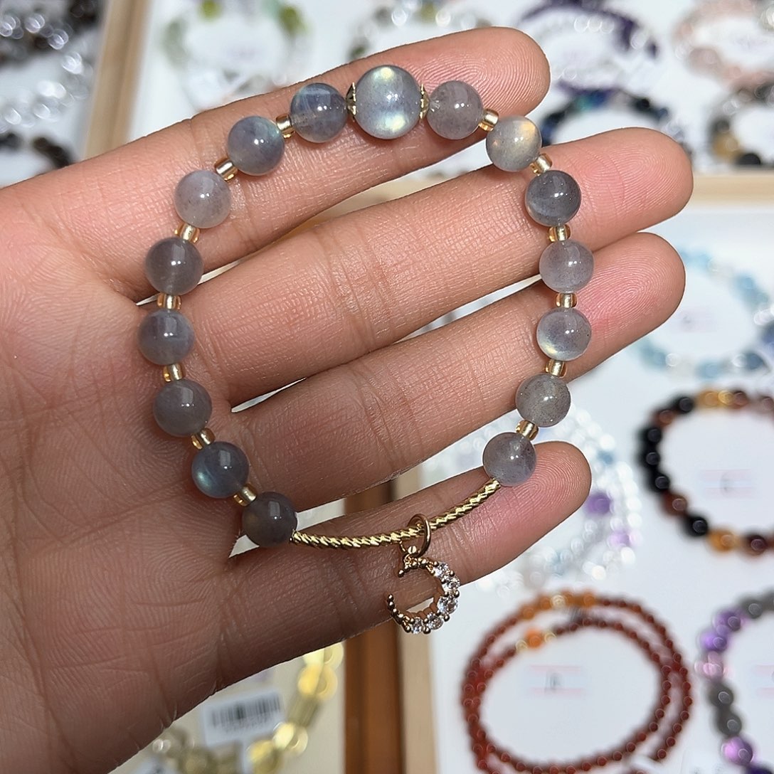 长石手链未镶嵌灰月光手链