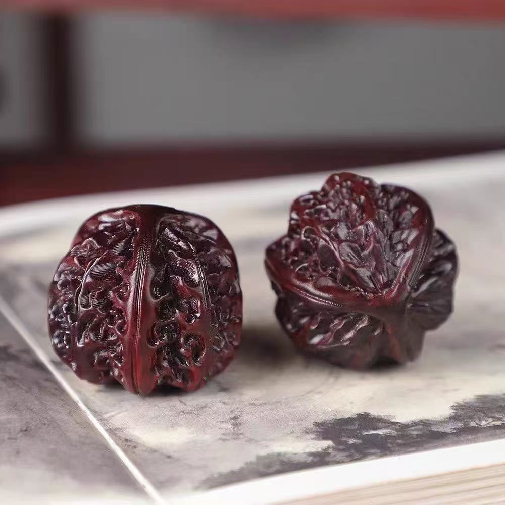 紫檀核桃一对-LQ875