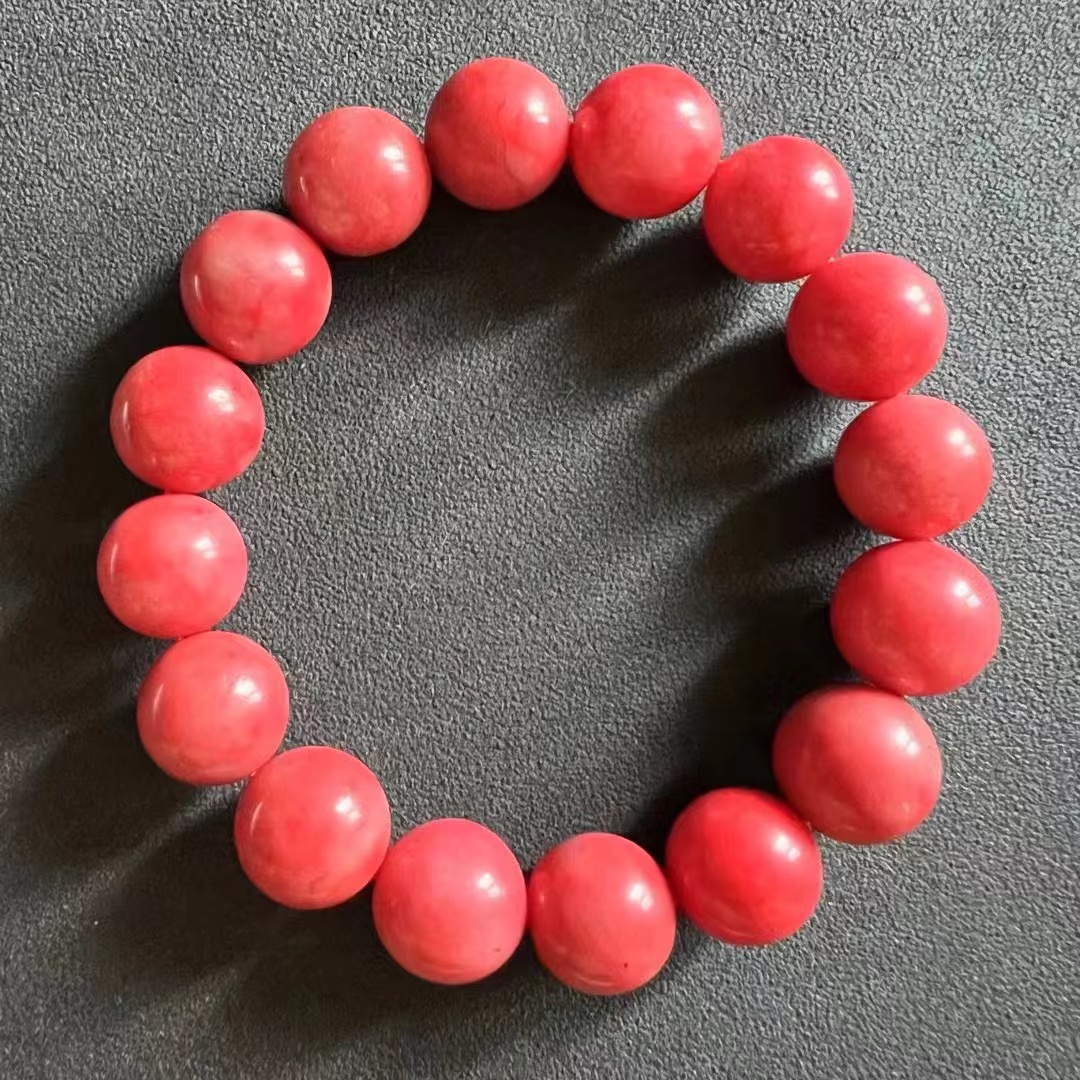 天然辰砂玉化料精品男士手链红袍全透高含量品质手工手串素圈单圈