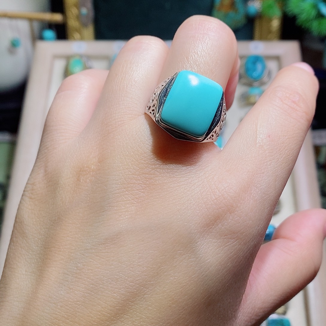 银S925镶嵌绿松石挂件