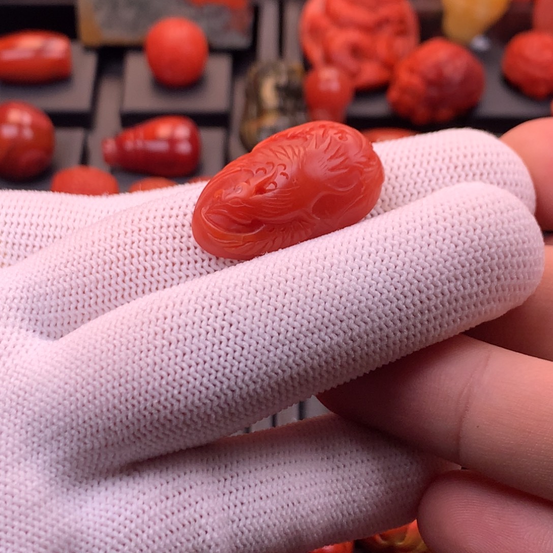 南红玛瑙未镶嵌精工雕刻玫红火凤凰吊坠17✖️28mm