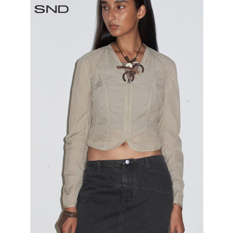 【DEMODEMODE 设计师品牌】SND SS25 V领拉链短外套