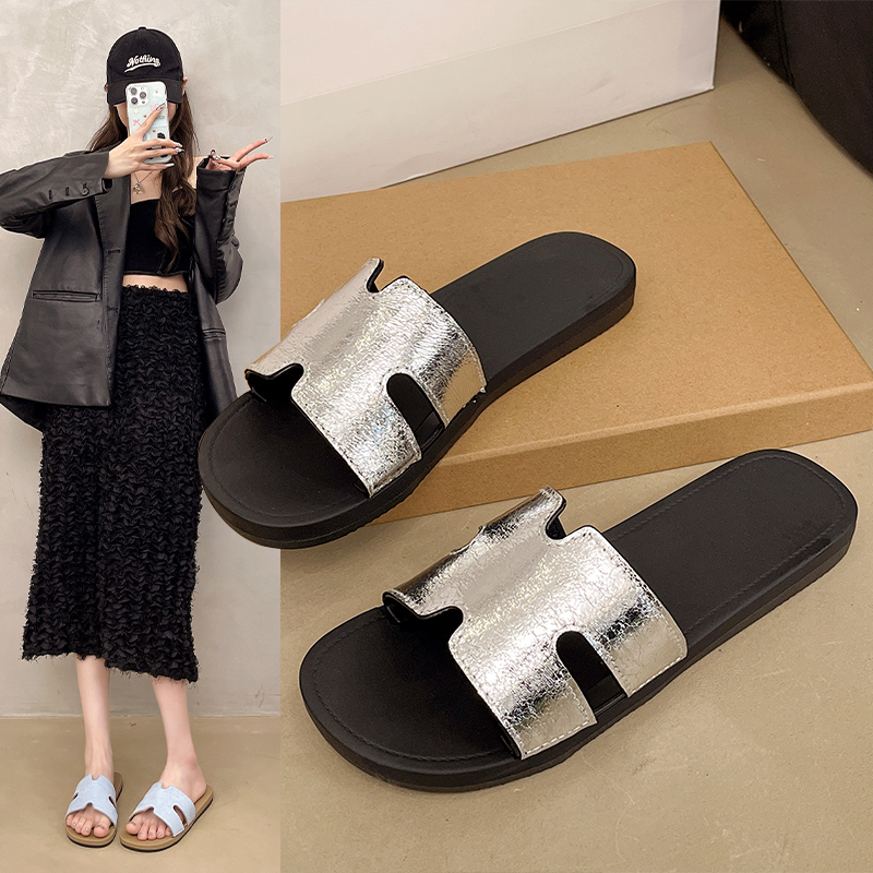 【几乐】2025新款韩版软底凉拖鞋夏季平底防滑海边沙滩度假一字拖