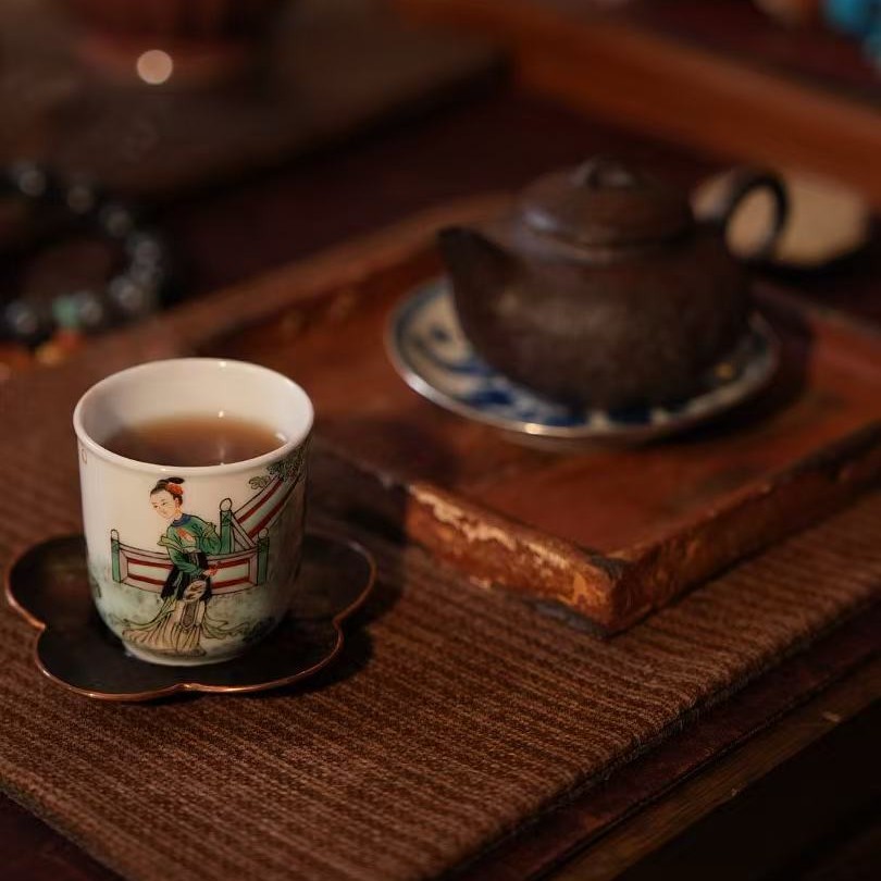 佳佳专属古阅和风游春图岩茶杯主人杯茶杯客杯