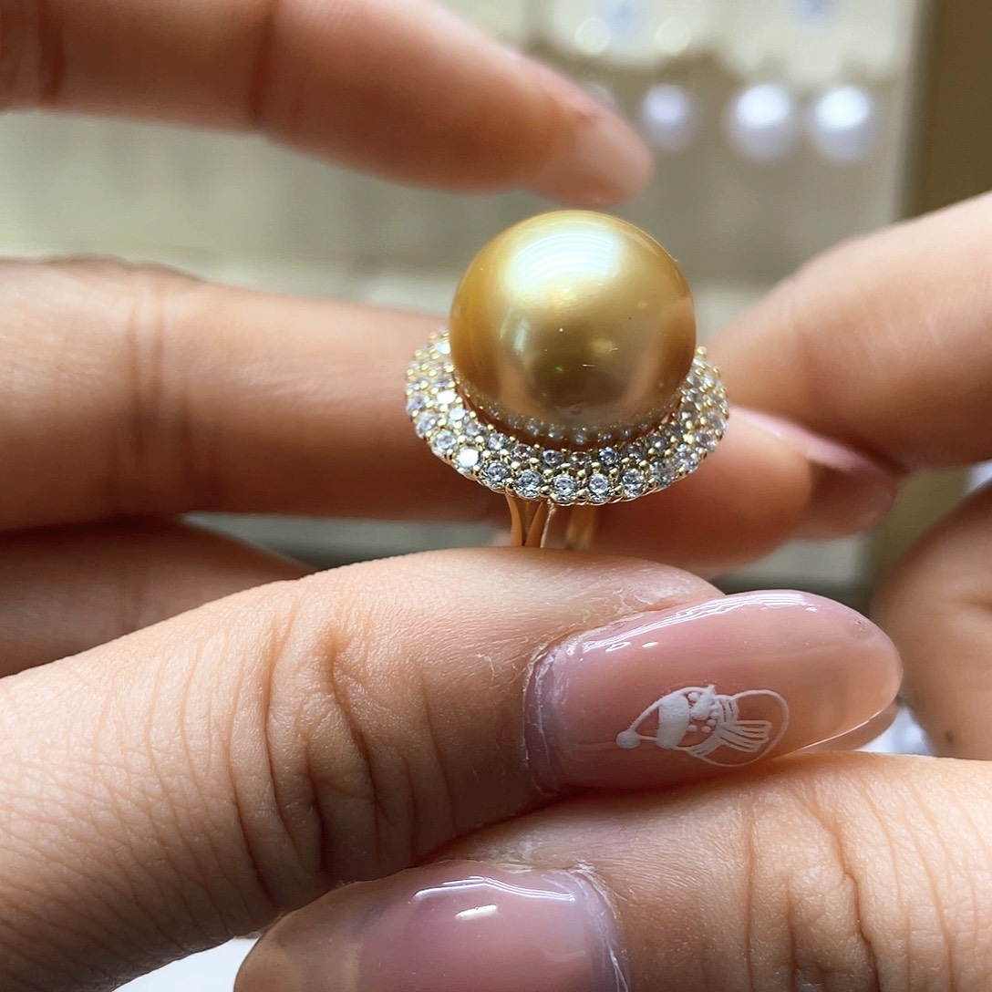 海水珍珠戒指银S925镶嵌