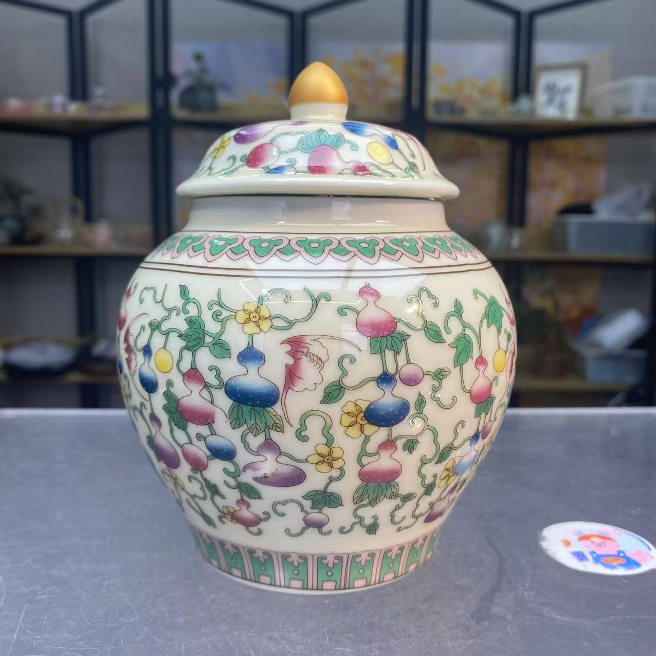 莉火火茶器 珐琅彩-葫芦米-3号将军罐-5166（直播专享）