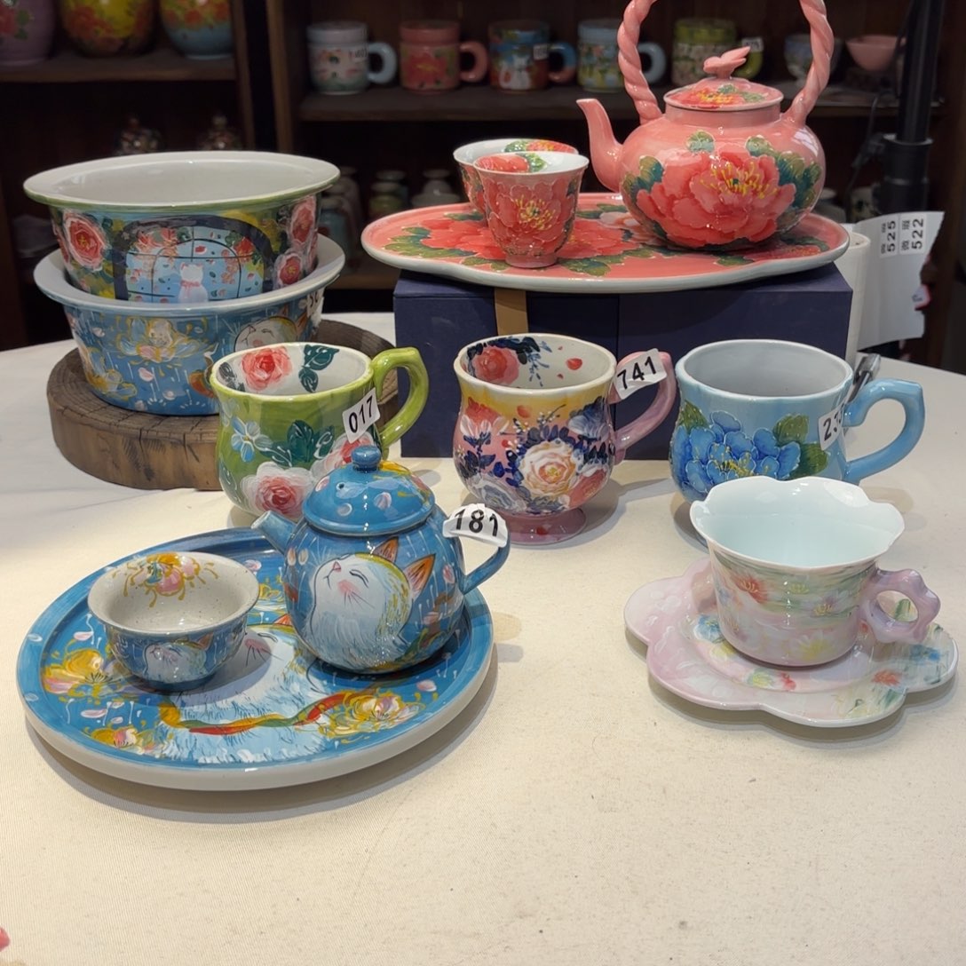 景德镇手绘高温釉下彩陶瓷茶具