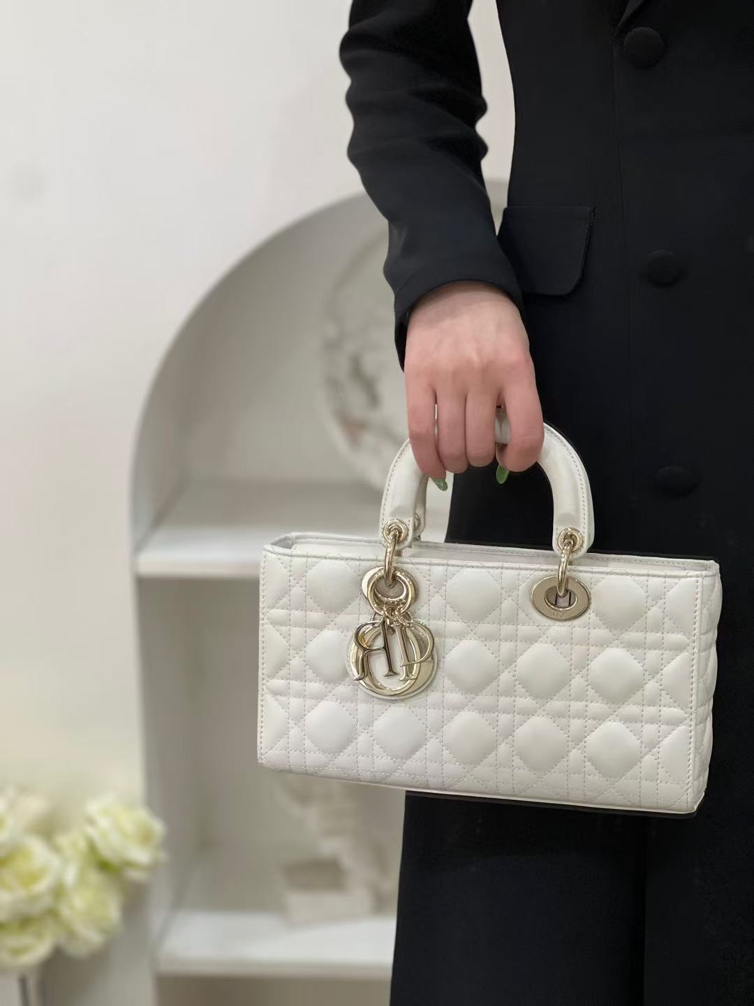 99新 DIOR/迪奥 Dior d-joy横版戴妃中号白金包/优品