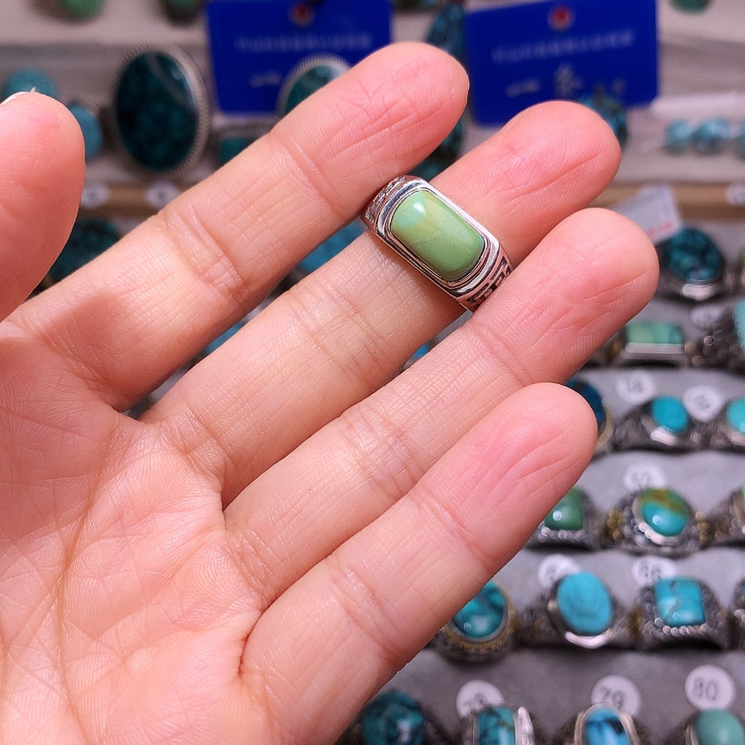 绿松石挂件银S925镶嵌