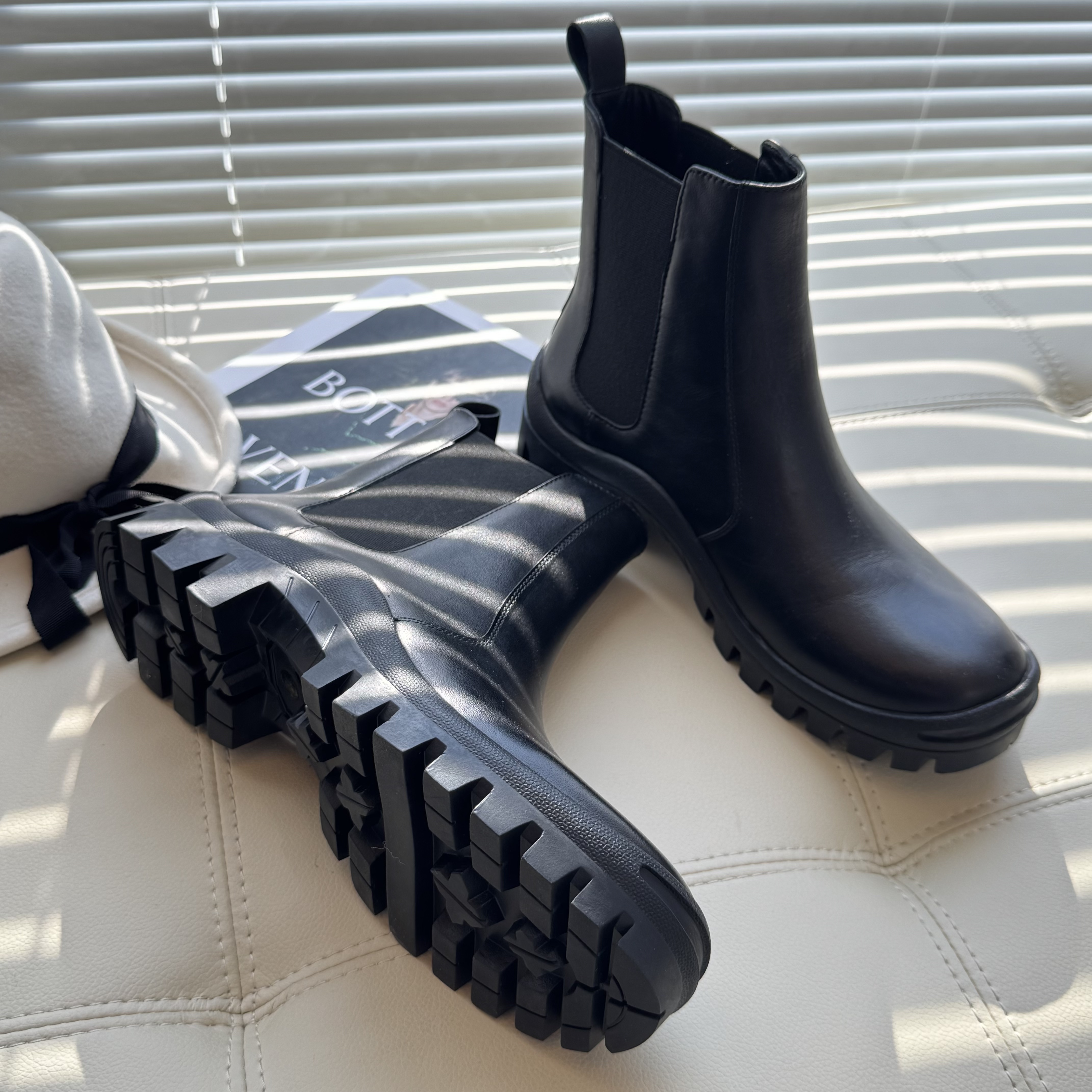 Eaglelyb【波嫂推荐】冬季时尚短靴女士皮靴弹力百搭时尚厚底短靴