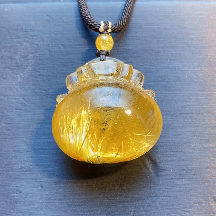 颈饰未镶嵌发晶天然金发晶满发晶福袋吊坠