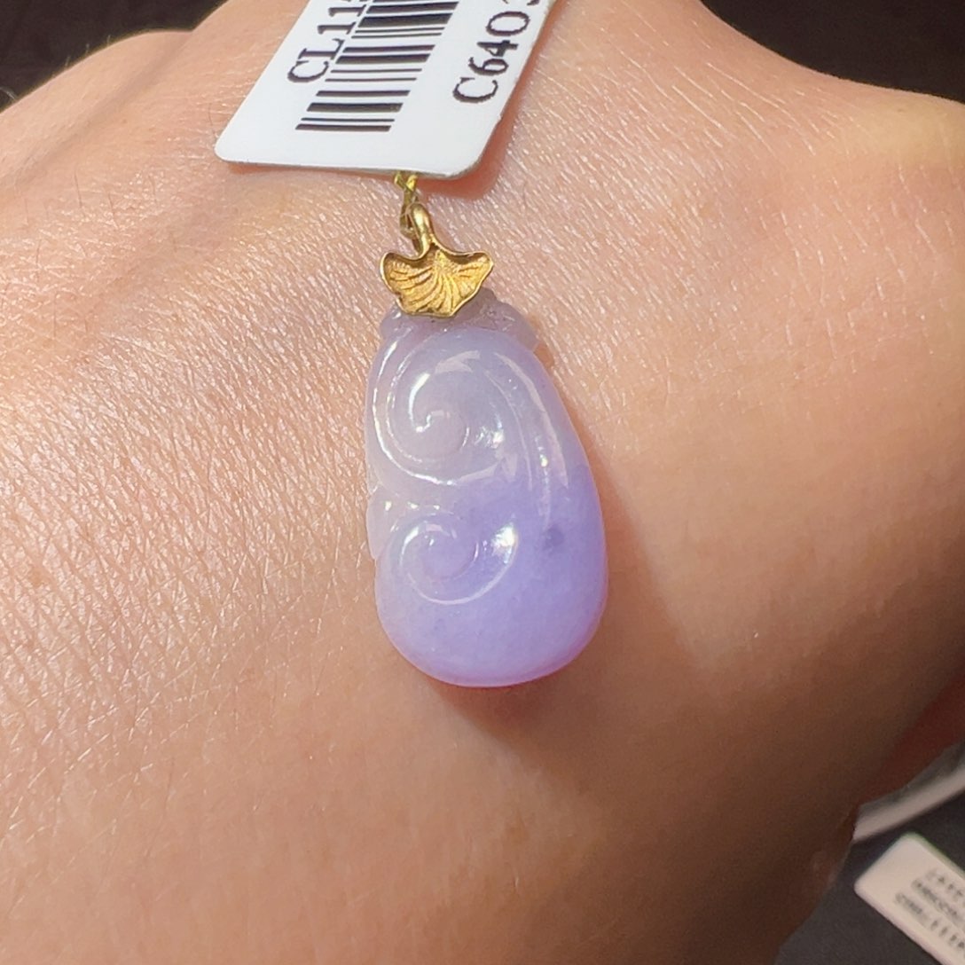 翡翠挂件18K金镶嵌翡翠