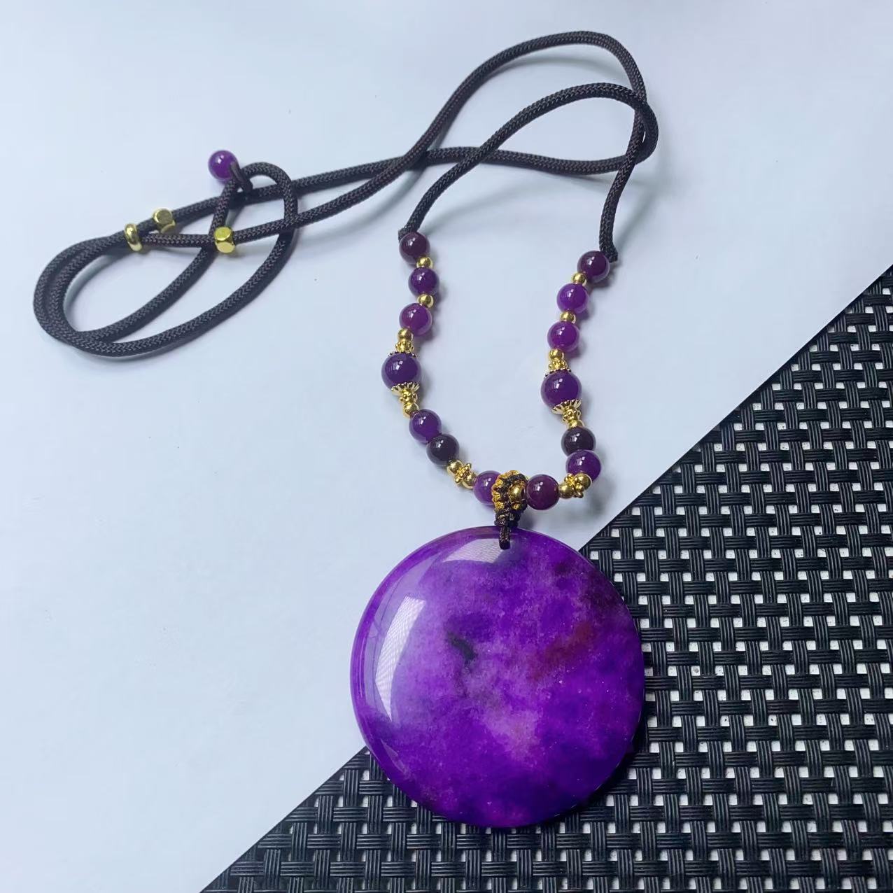 [小石]B1292紫苏圆牌项链吊坠时尚多样性发一个-奇石