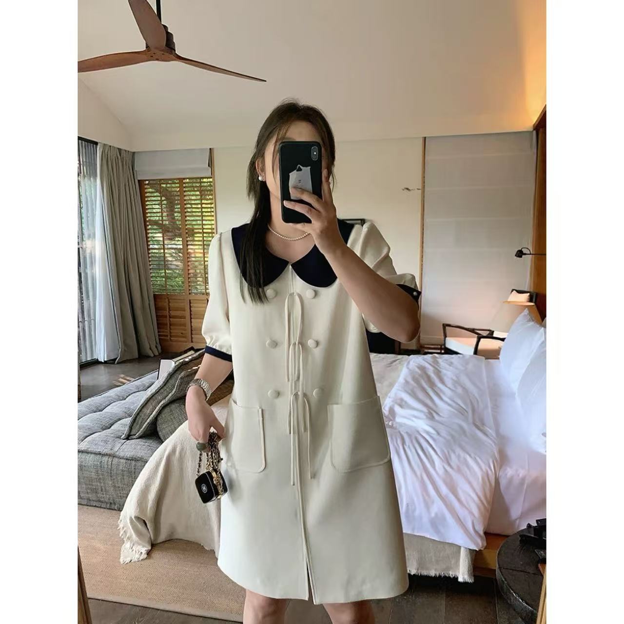 【反季现货-NAZ微胖高端定制】拼色娃娃设计感连衣裙