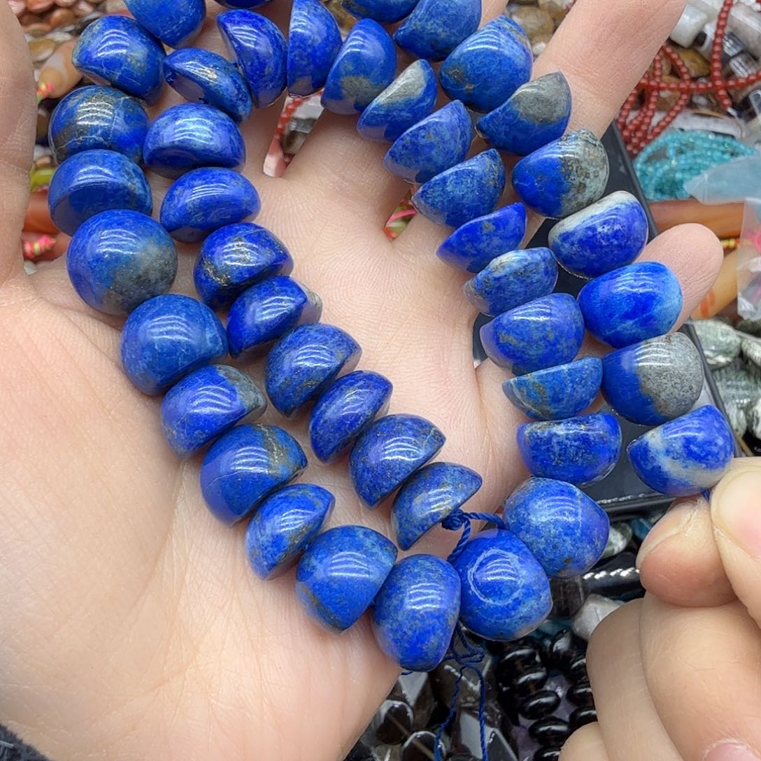 珠宝半成品水晶未镶嵌13m青金飞碟一条