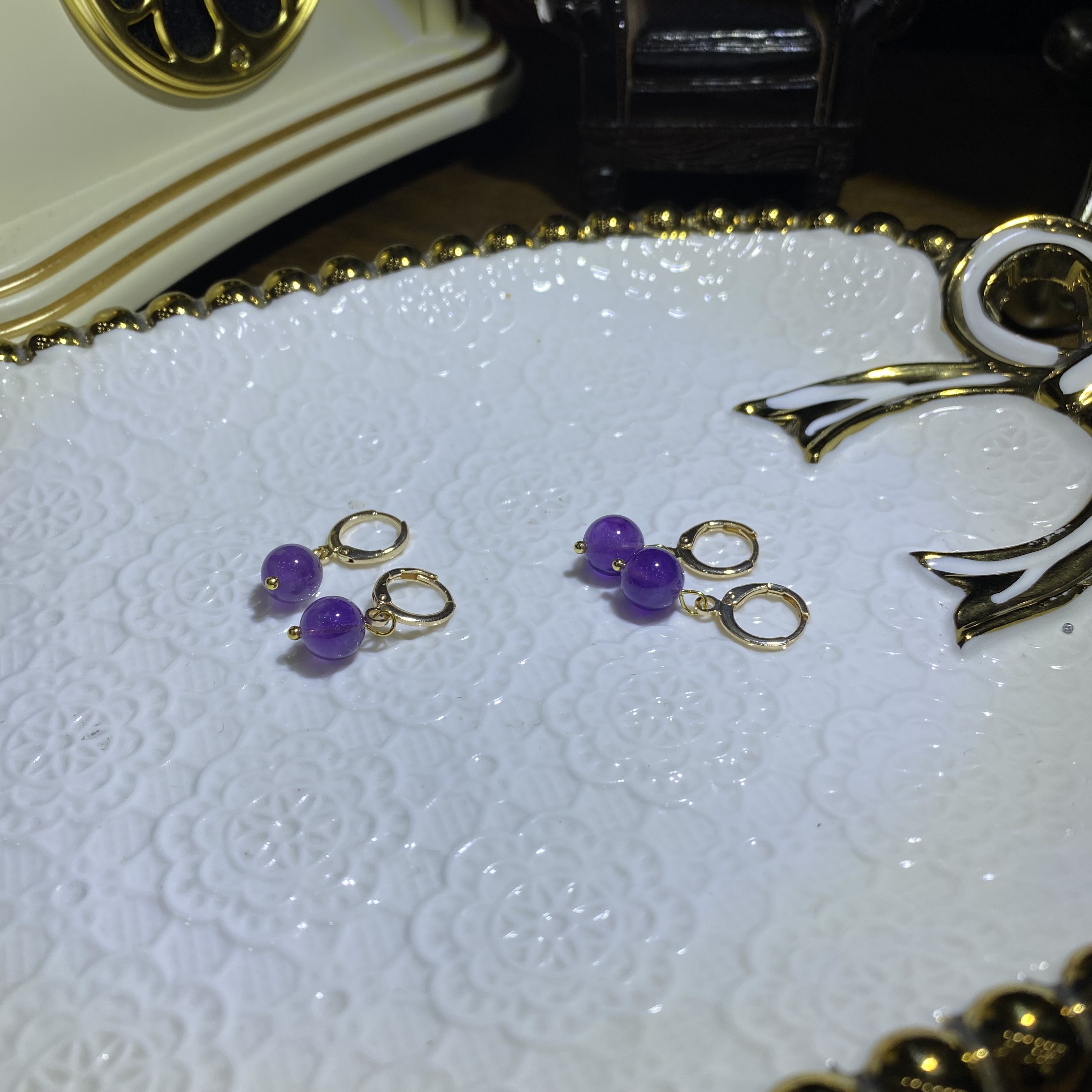 天然紫水晶万能耳扣设计款-多样性发其一C989