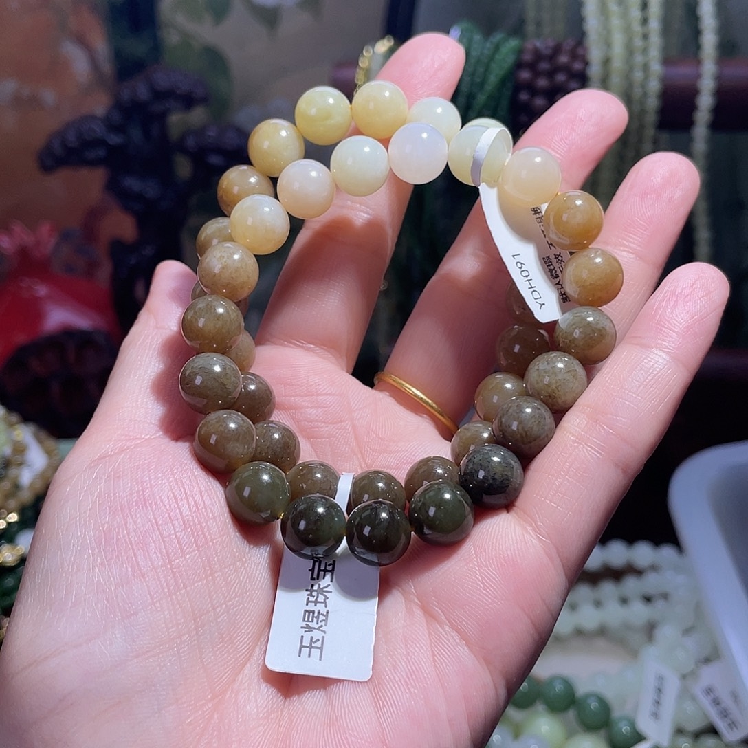 和田玉未镶嵌手串渐变糖