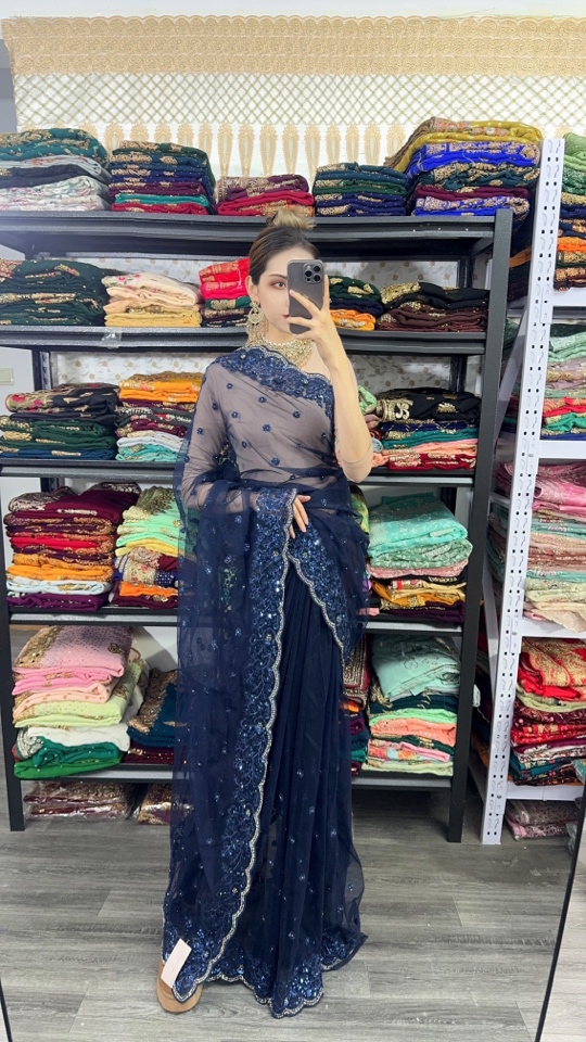 印度进口全新六米网纱纱丽 婚礼