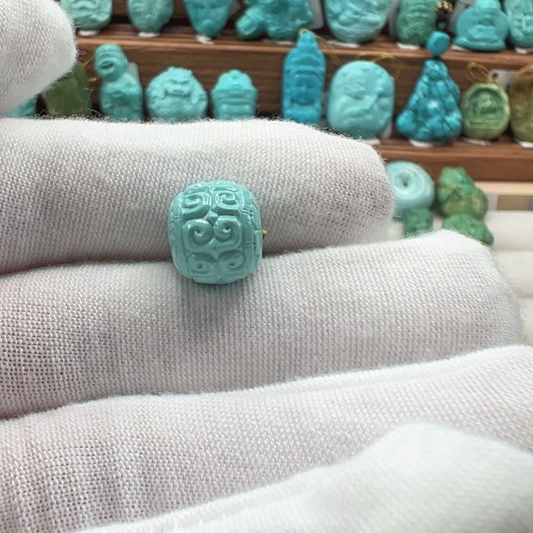 绿松石未镶嵌回纹珠11mm