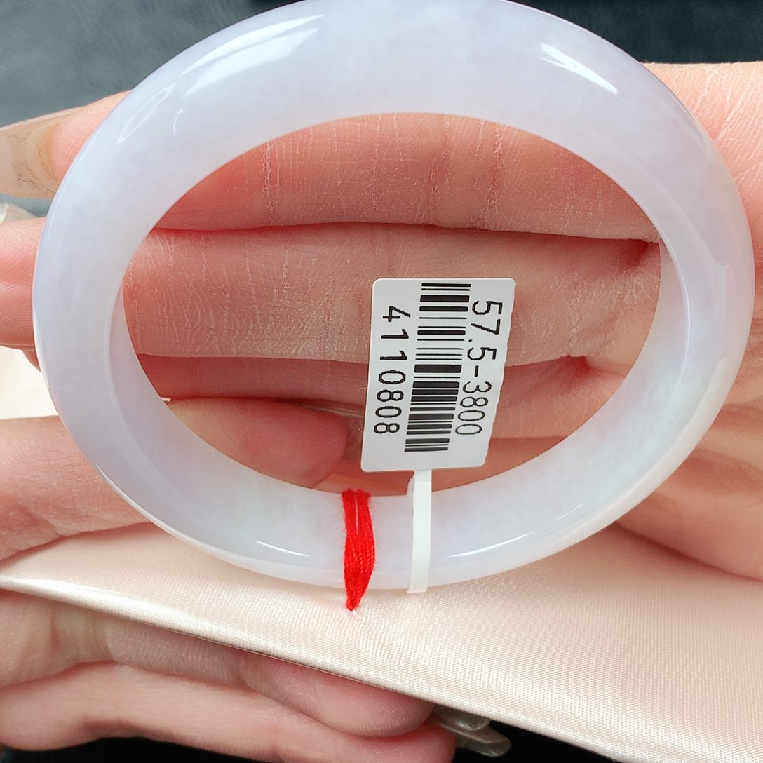 翡翠手镯未镶嵌淡粉正圈57圈口 73号