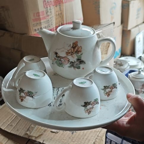 库存微瑕三打白骨精多孔茶壶一套容量600