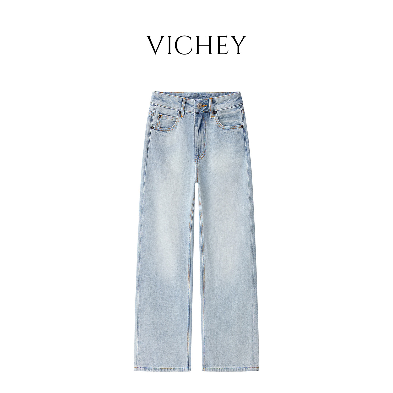 VICHEY [蔚熙]春夏女士美式大牛直筒阔腿裤休闲牛仔裤-K2298