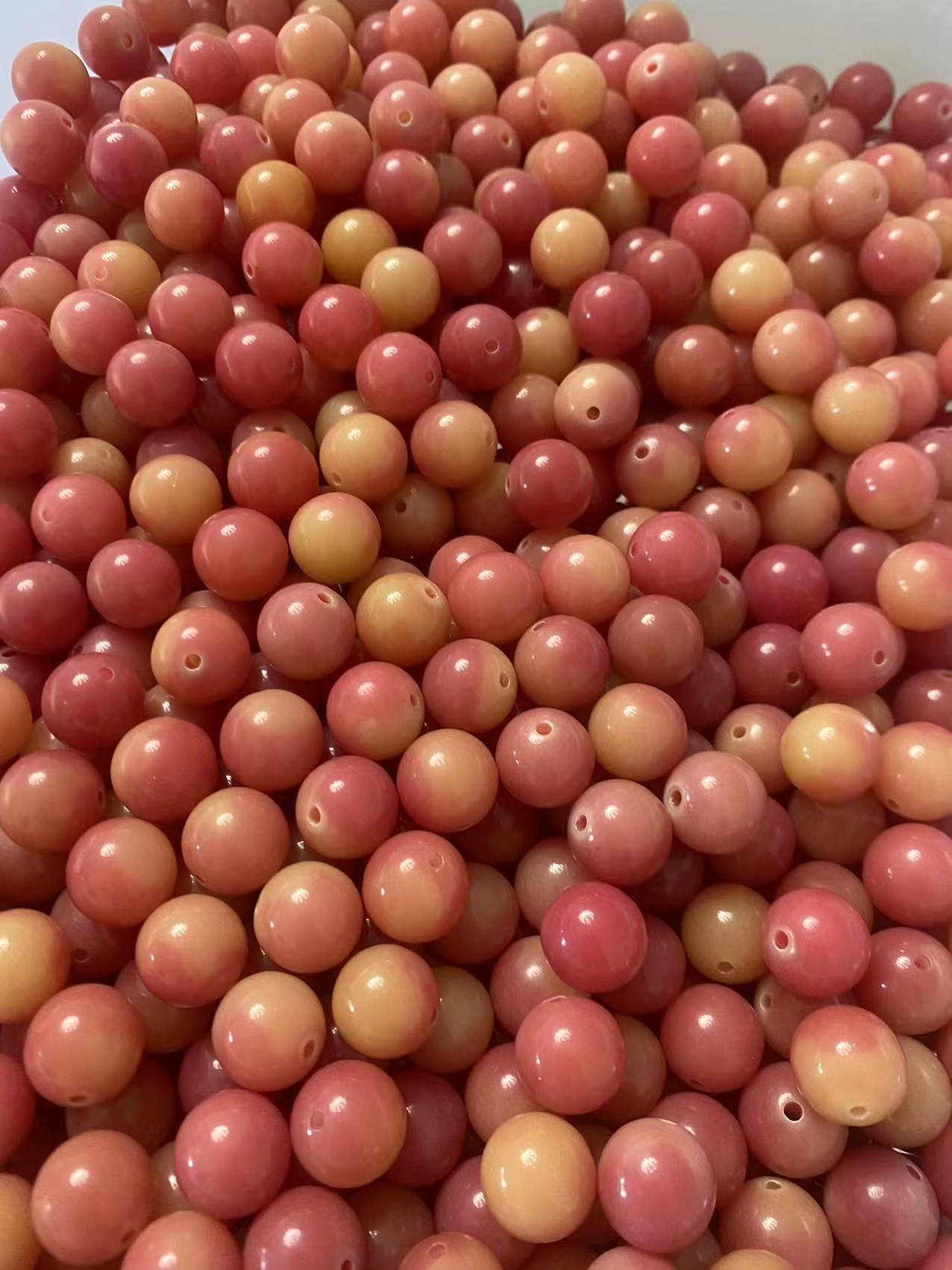 蜜桃粉菩提散珠 卡12mm到手108颗有配件