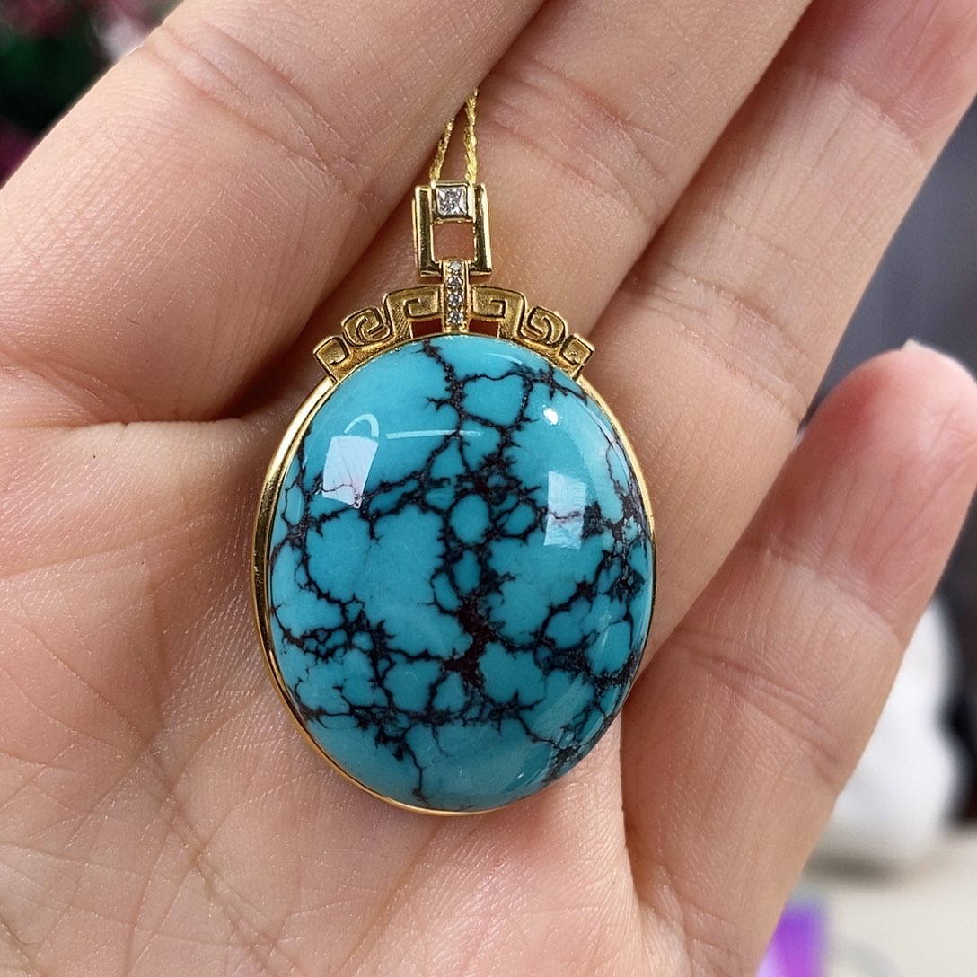 绿松石18K金镶嵌珠宝奇石