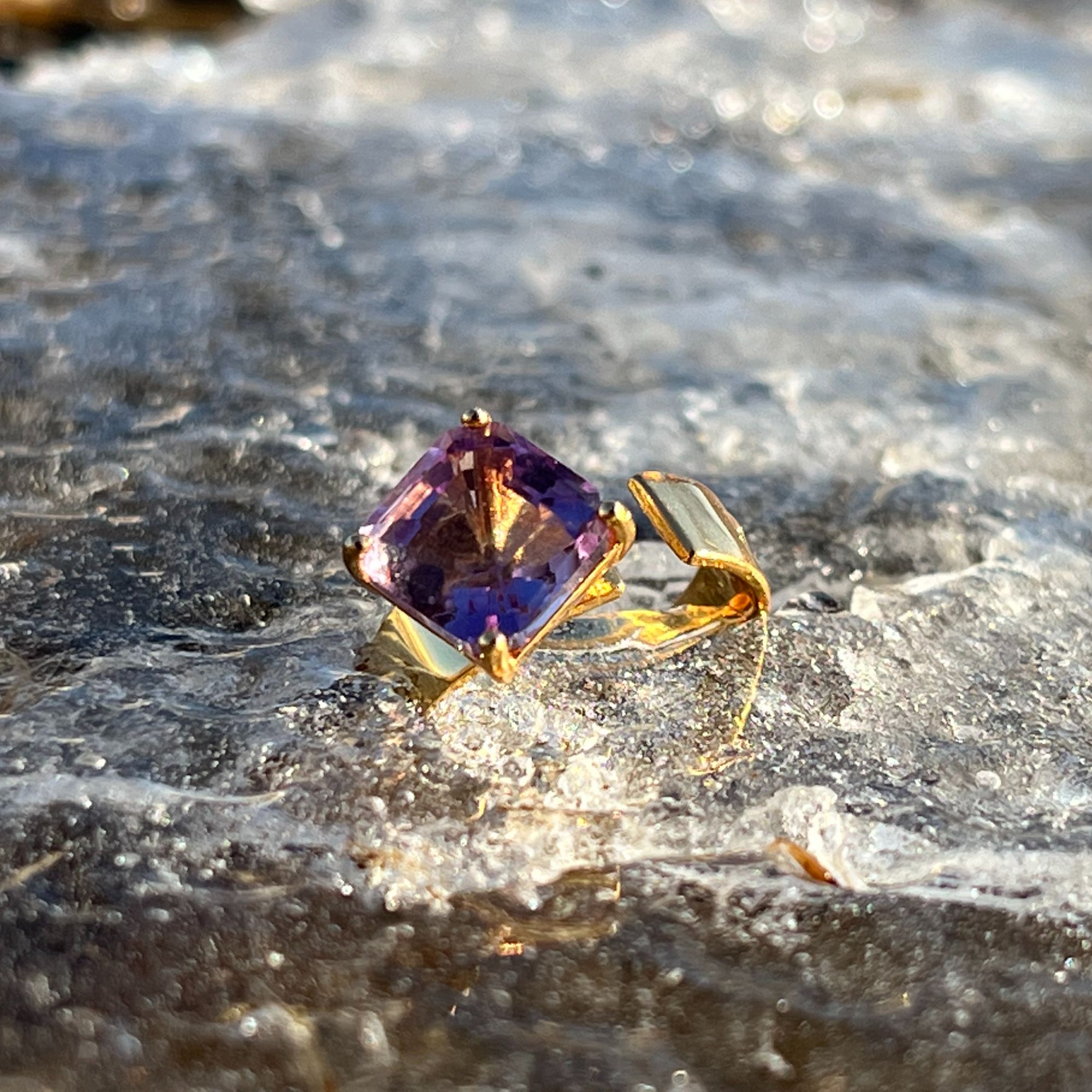 【九紫离火】简约阿斯切薰衣草紫水晶银戒指