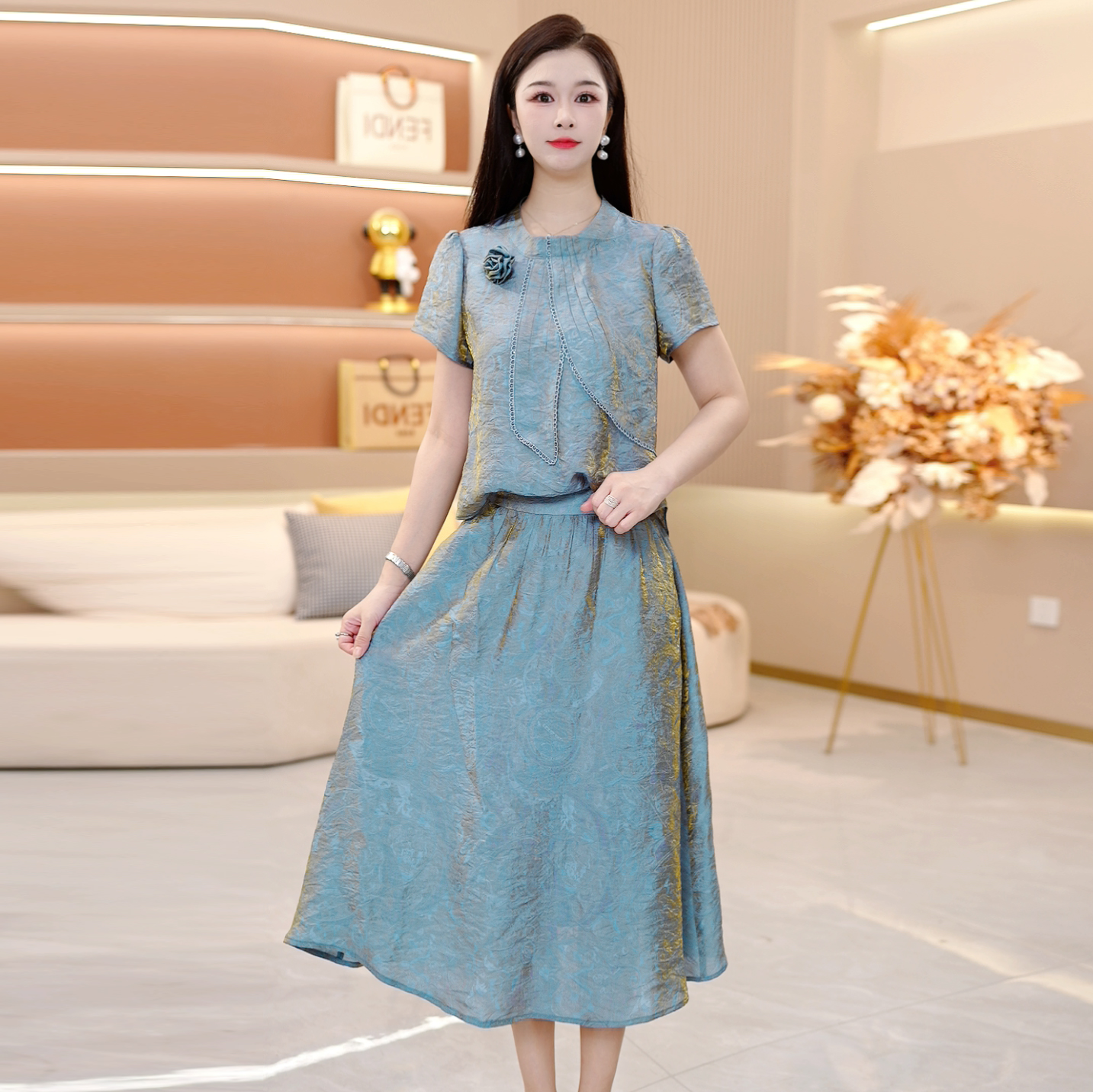 【SJYH1979】夏季新款套装两件套时尚优雅减龄洋气套装