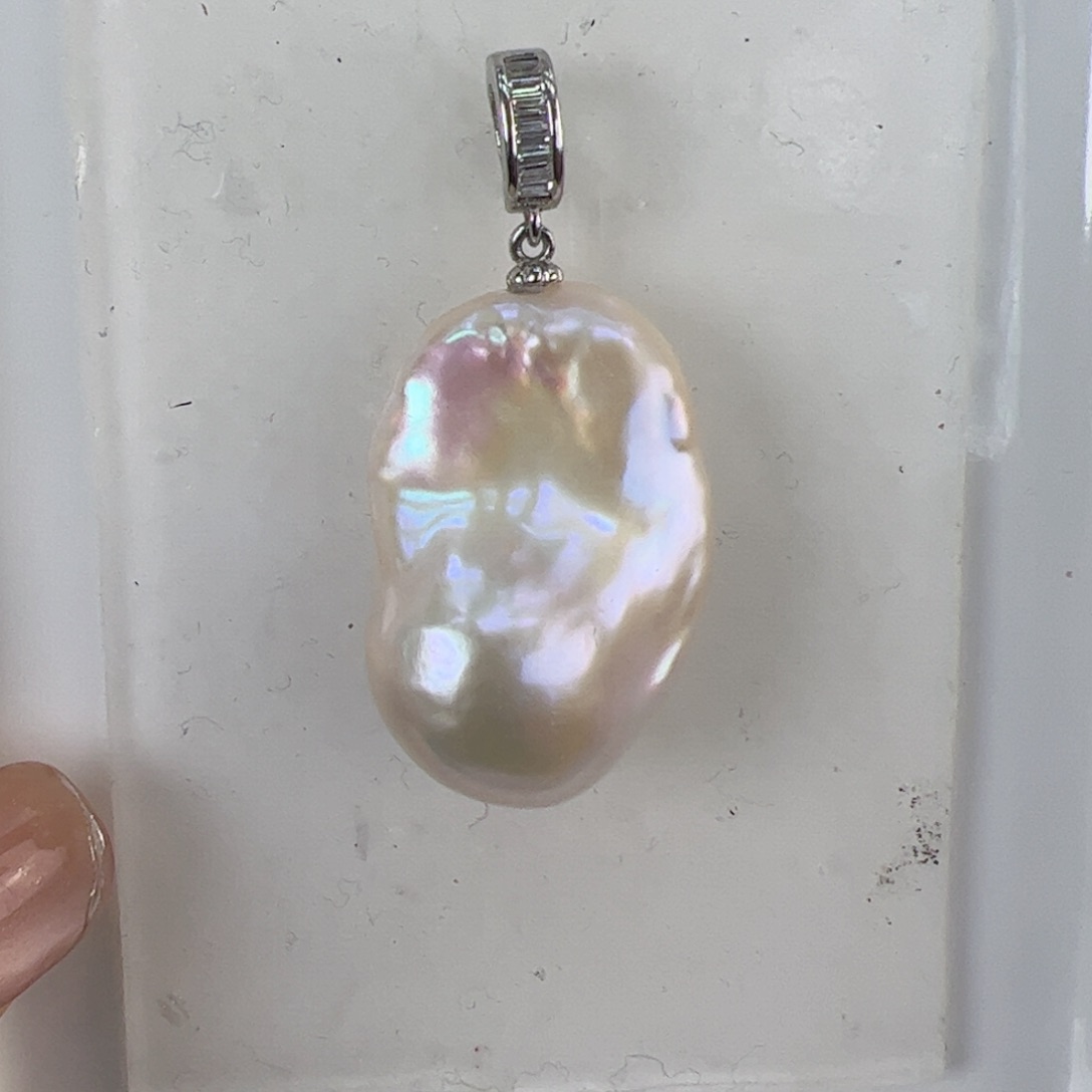 淡水珍珠吊坠(不含链)银S925镶嵌