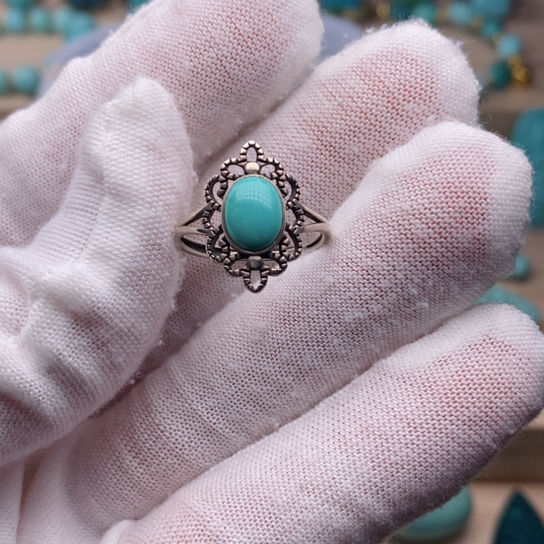 绿松石挂件银S925镶嵌