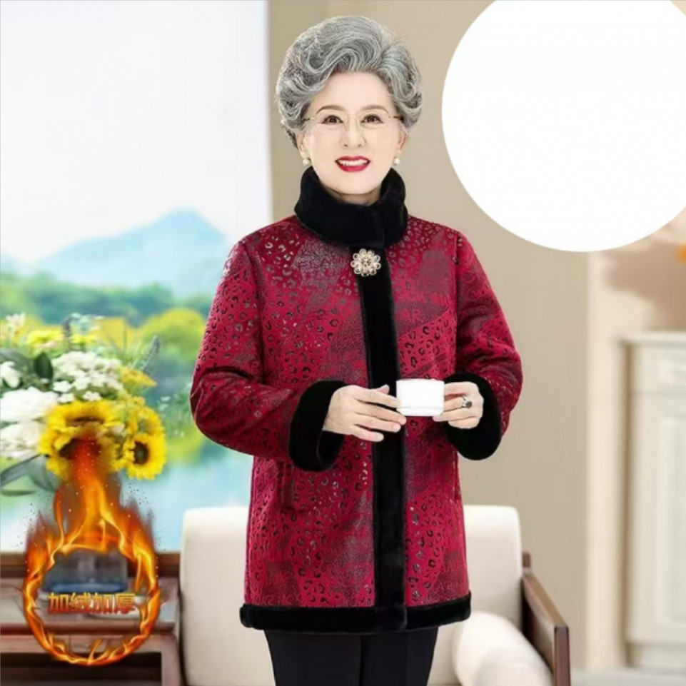 123-中老年女装冬装大衣加绒外套妈妈春夏小衫