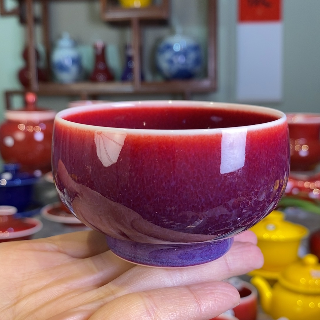 清欢雅玩原矿玫瑰紫禅定杯