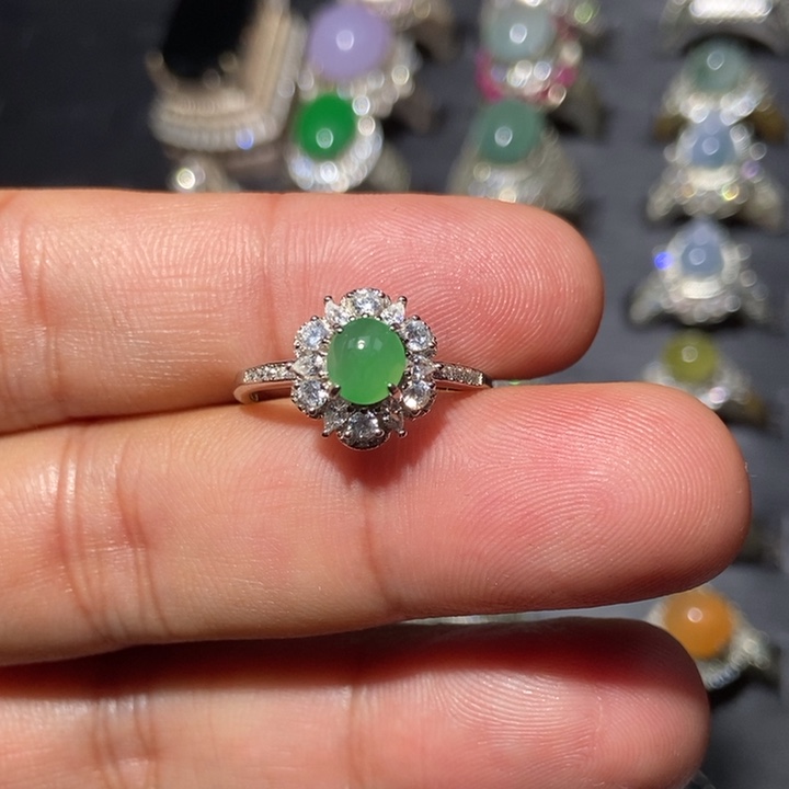 翡翠戒指银S925镶嵌