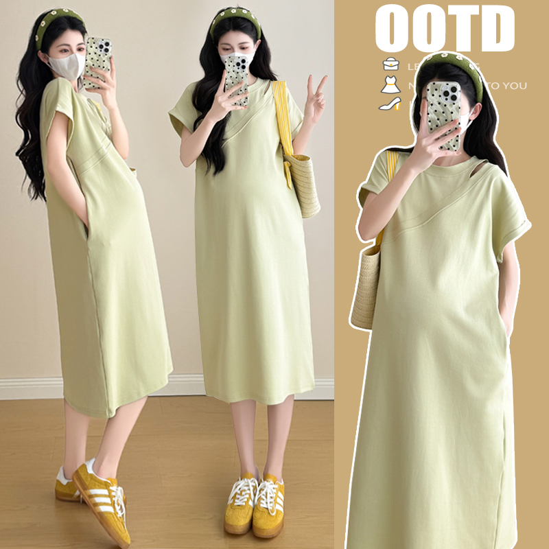 洋气孕妇装夏装连衣裙夏天怀孕裙子外穿港风孕妈服装孕妇裙装夏季