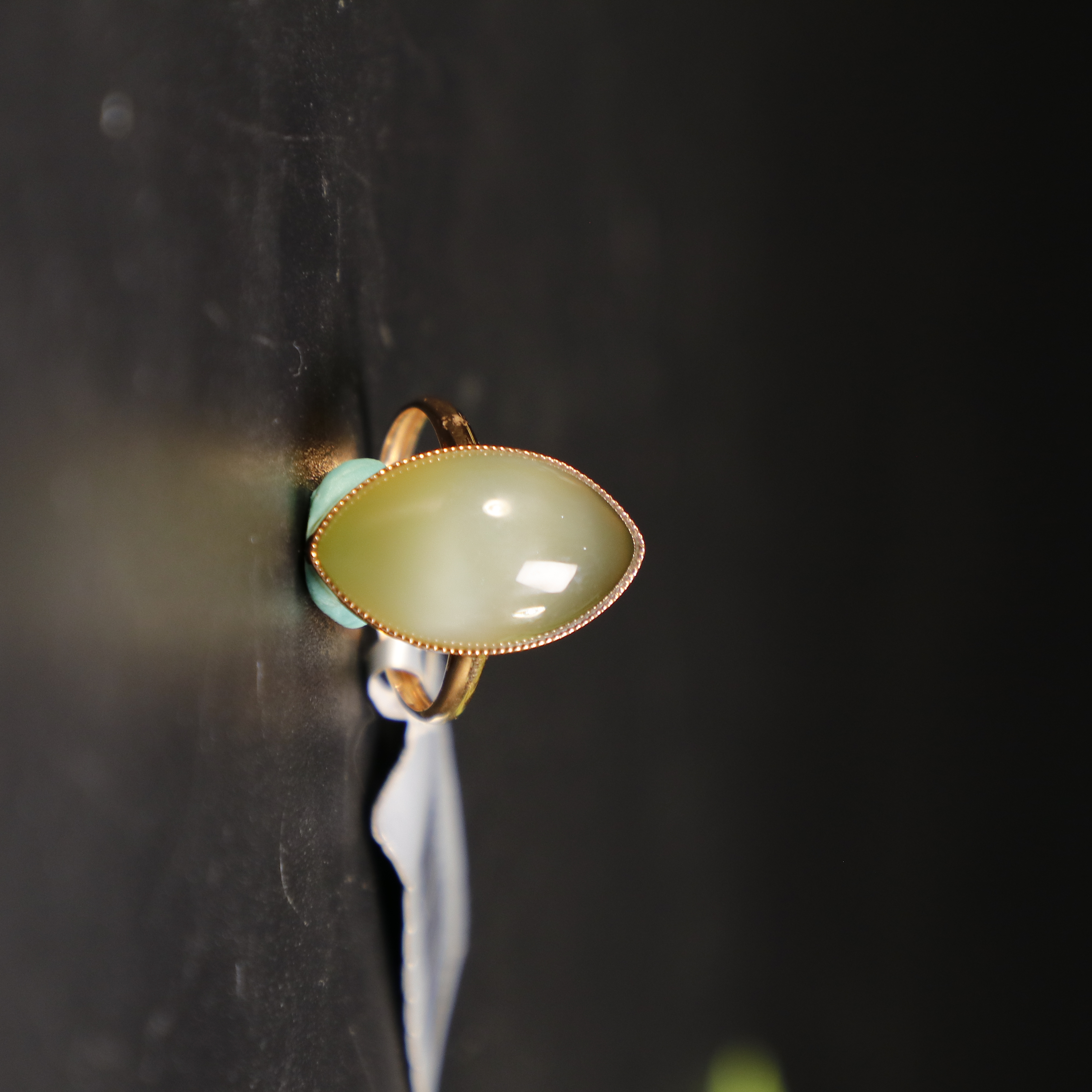 lot8851和田玉碧玉猫眼戒指圈口16.7/云南典藏