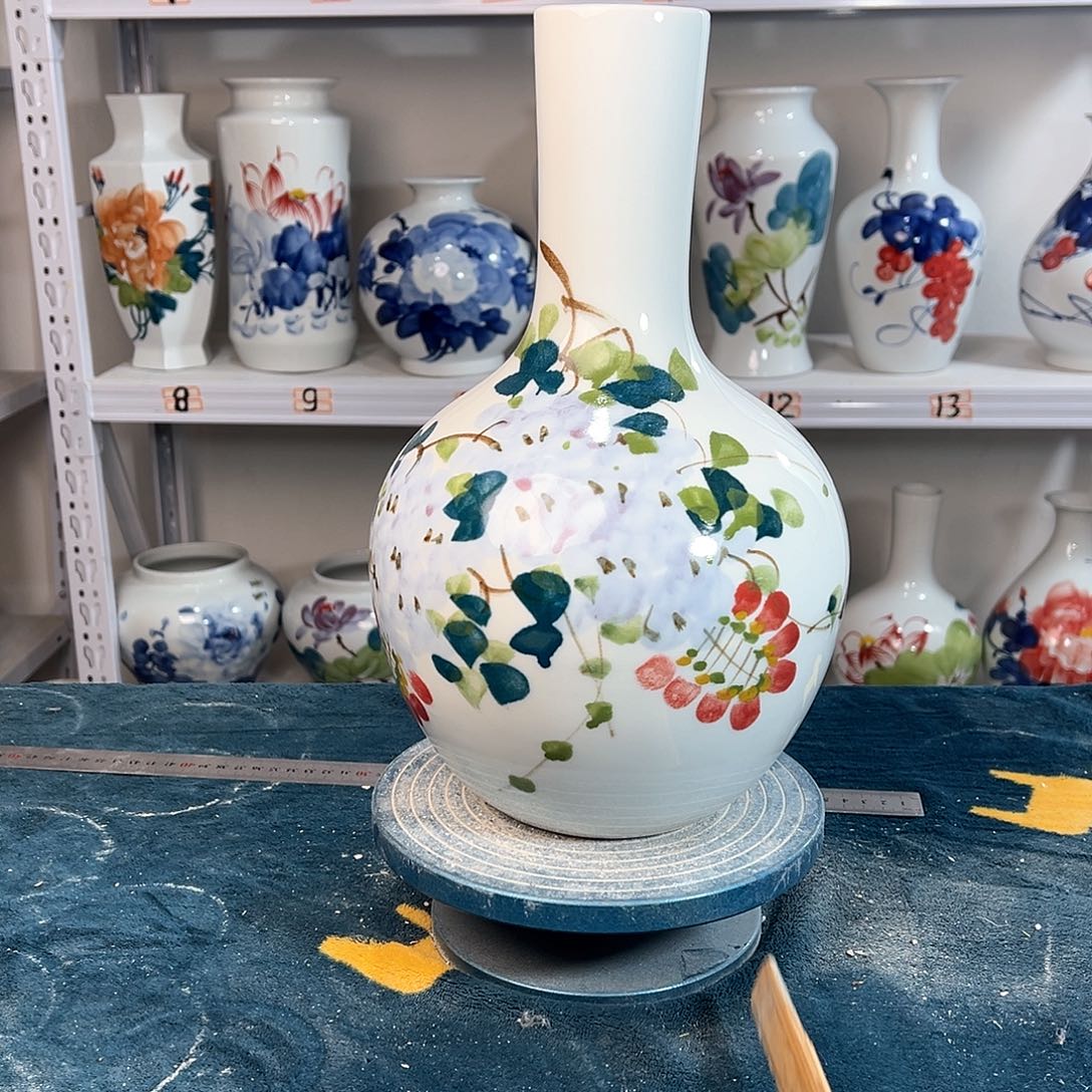 摆件景德镇陶瓷天紫藤