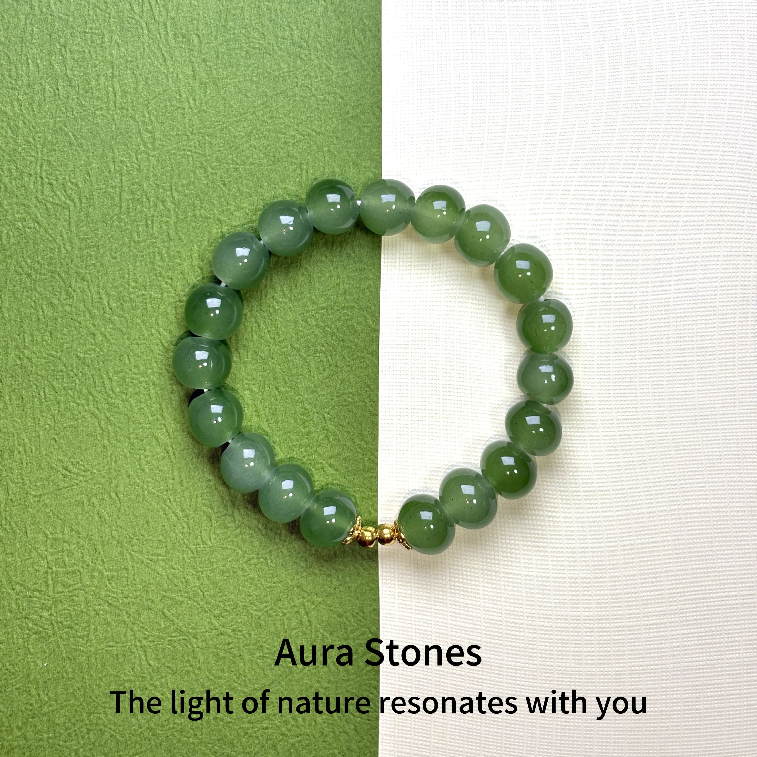 AuraStones【翠润】转运天然翠绿手串新中式手链女