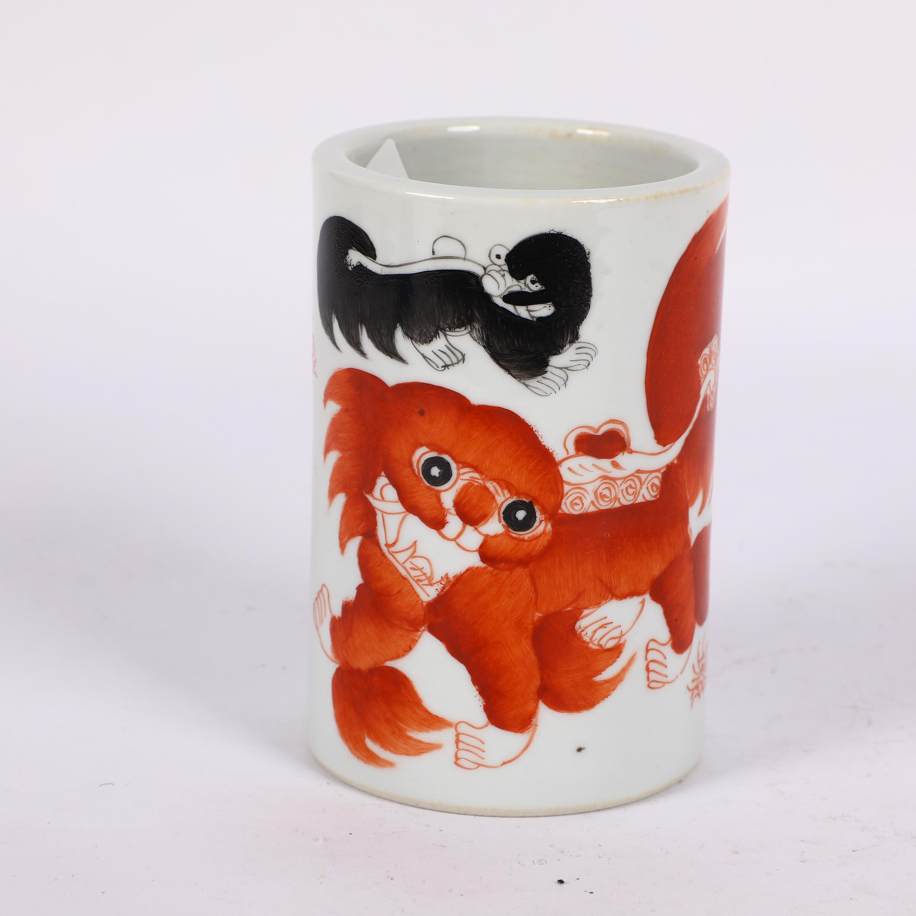 古陶瓷/矾红太师少保笔筒LOT1371-7-3