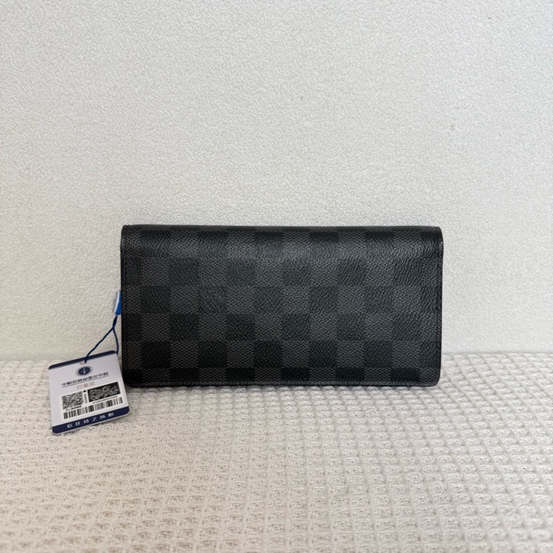 99新 LouisVuitton/路易威登 98新/6227时尚百搭黑棋盘格对折钱包