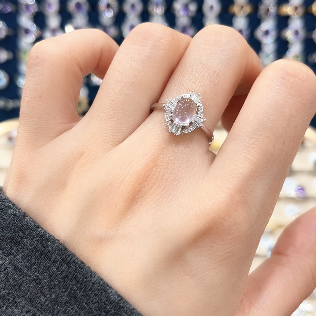 芙蓉石女款银S925镶嵌戒指