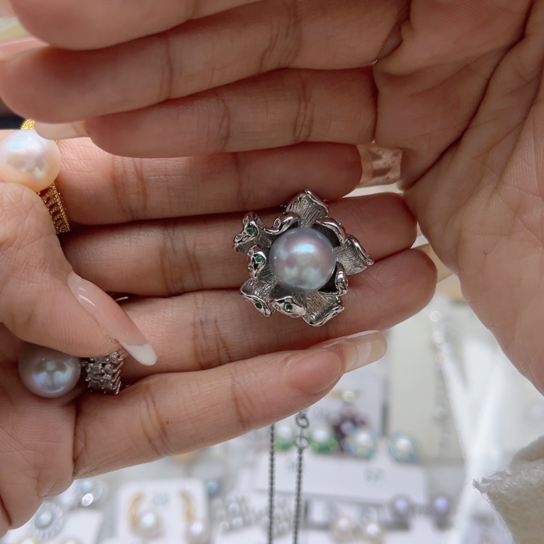 *****淡水珍珠戒指合金